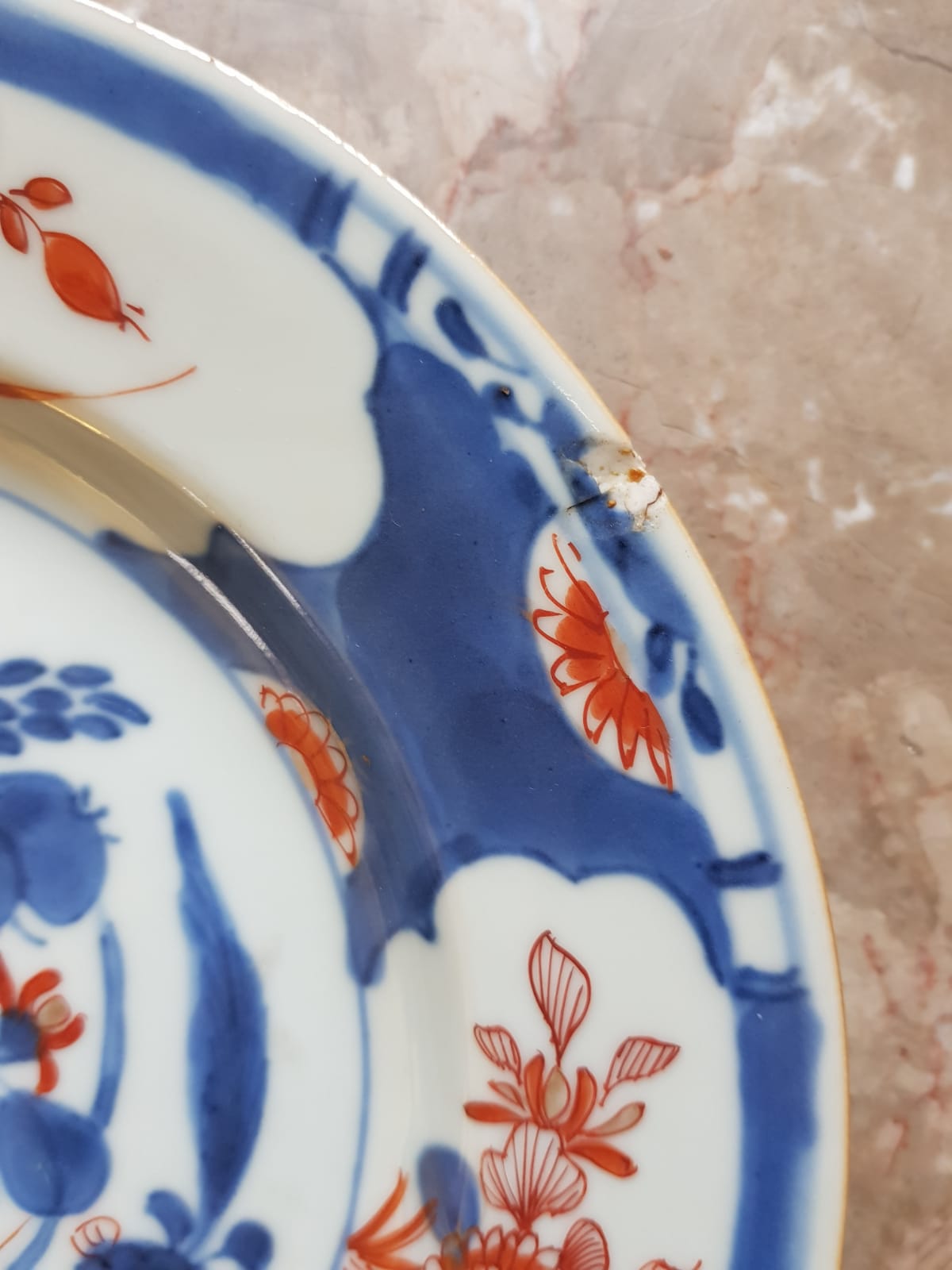 Pair Of Imari Glazed Porcelain Plates, Qing Dynasty, China, 18th Century