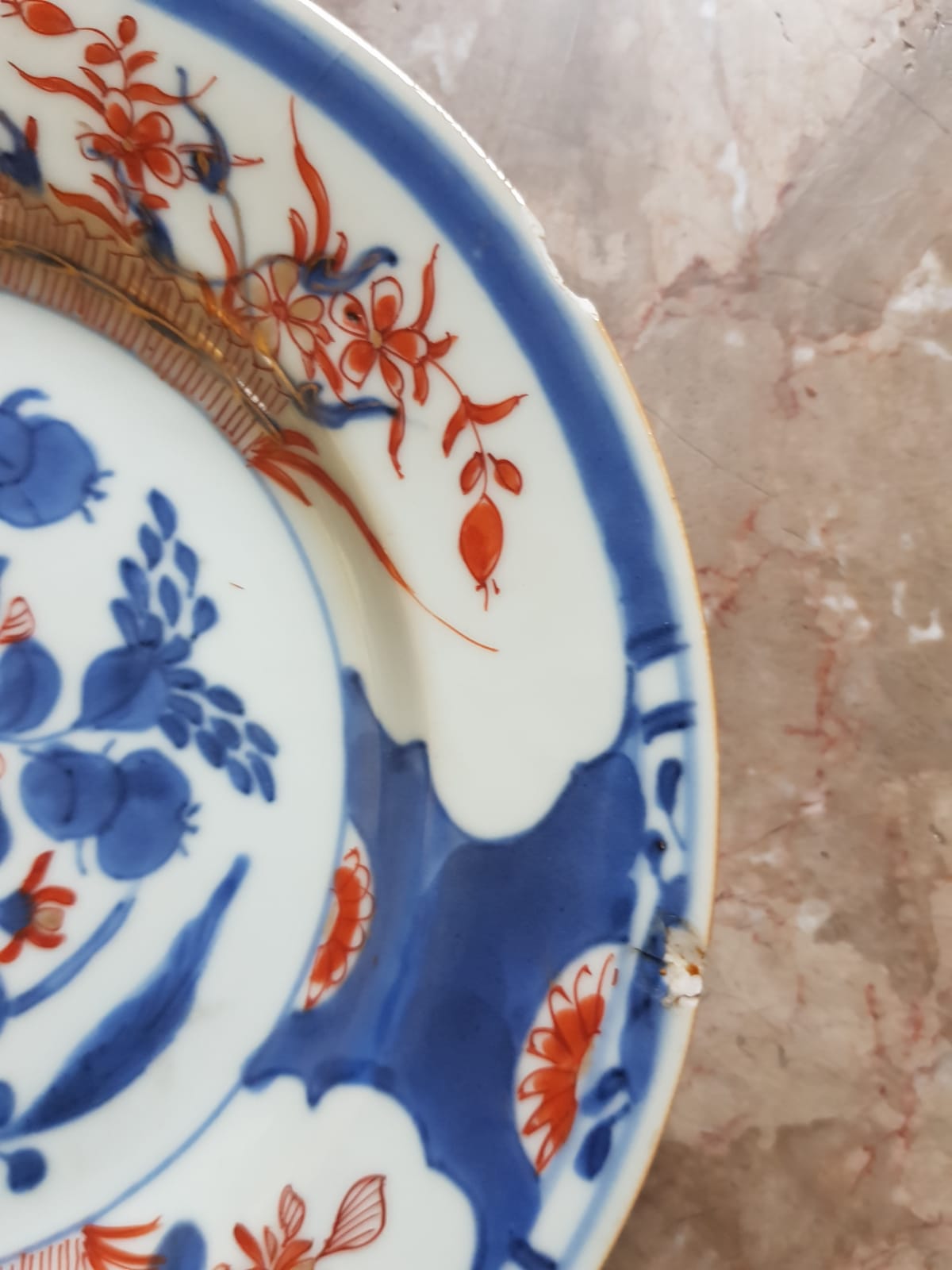 Pair Of Imari Glazed Porcelain Plates, Qing Dynasty, China, 18th Century