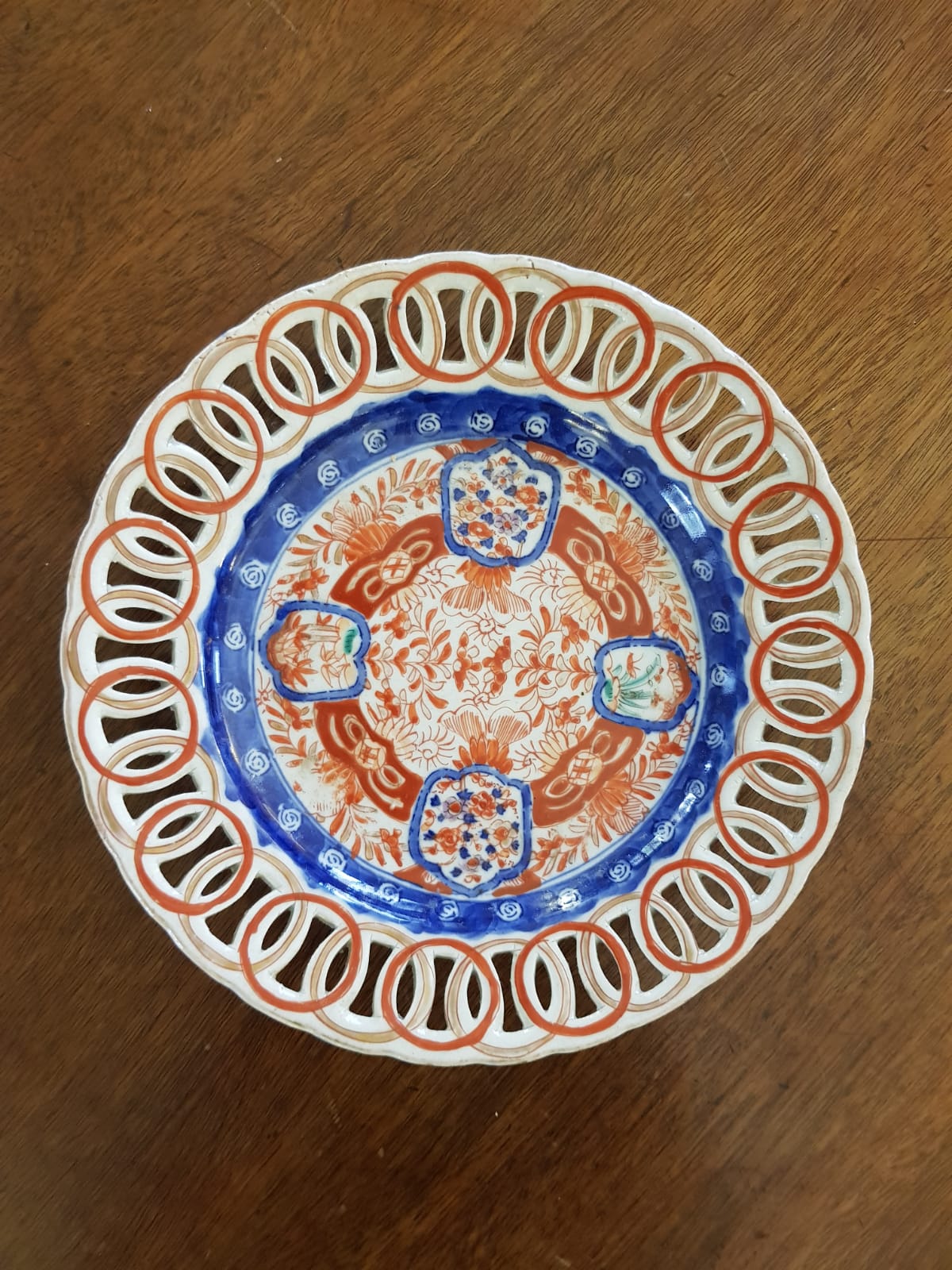 Set Of 5 Antique Imari Glazed  Porcelain Plates, Meiji, Japan 19th Century