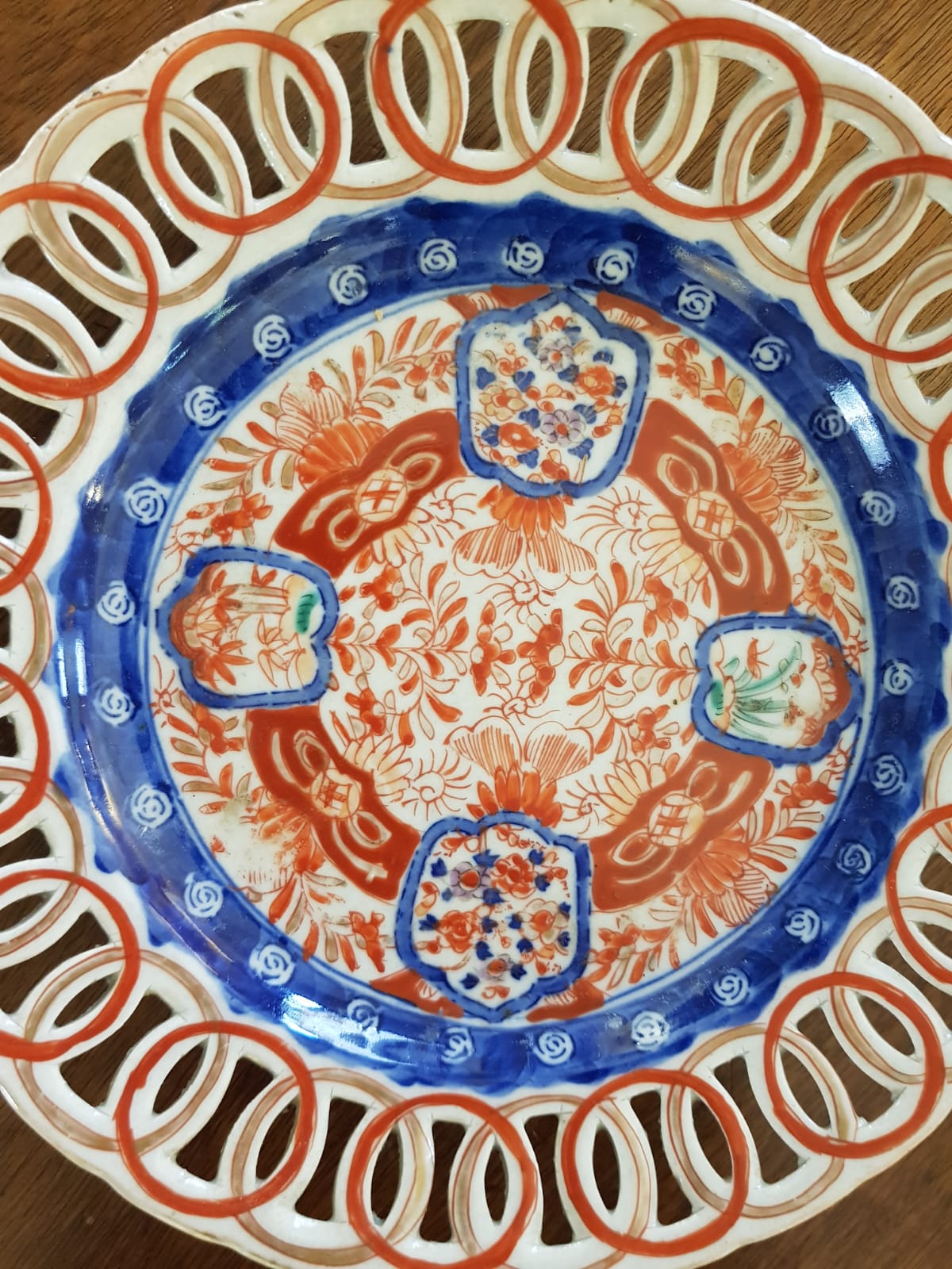 Set Of 5 Antique Imari Glazed  Porcelain Plates, Meiji, Japan 19th Century