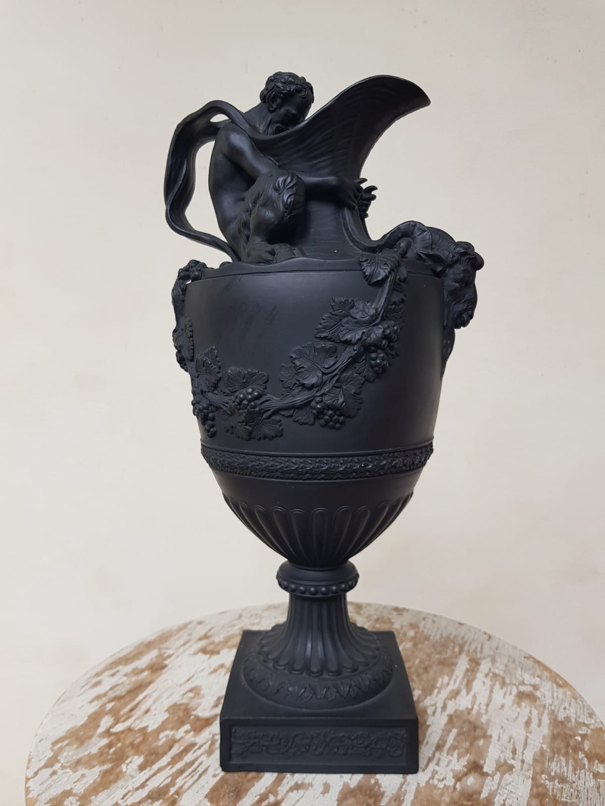 Wine Ewer With Satyr, Black Basalt, Wedgwood, England, 19th Century
