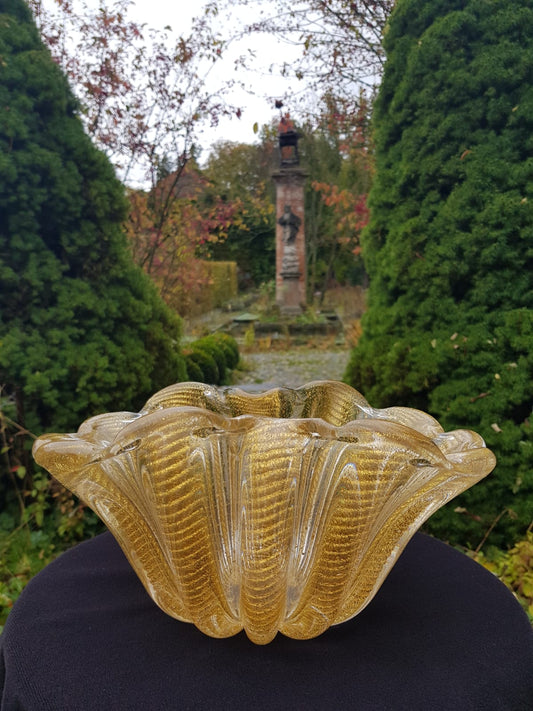 "Cordonato d´Oro" Glass Bowl by Barovier & Toso, Murano, Italy 1950s