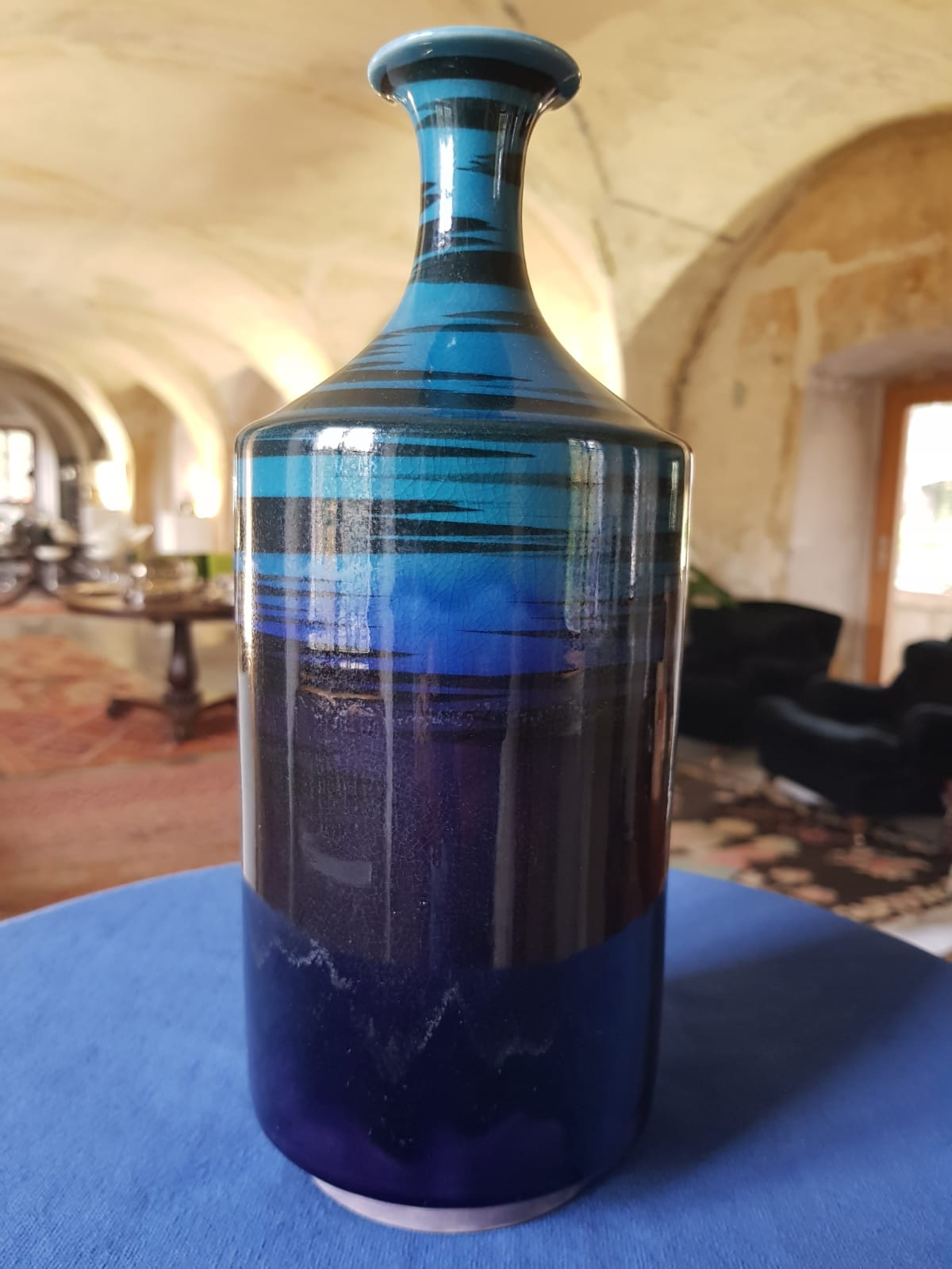 Blue Glazed Ceramic Vase, Japan, mid 20th Century