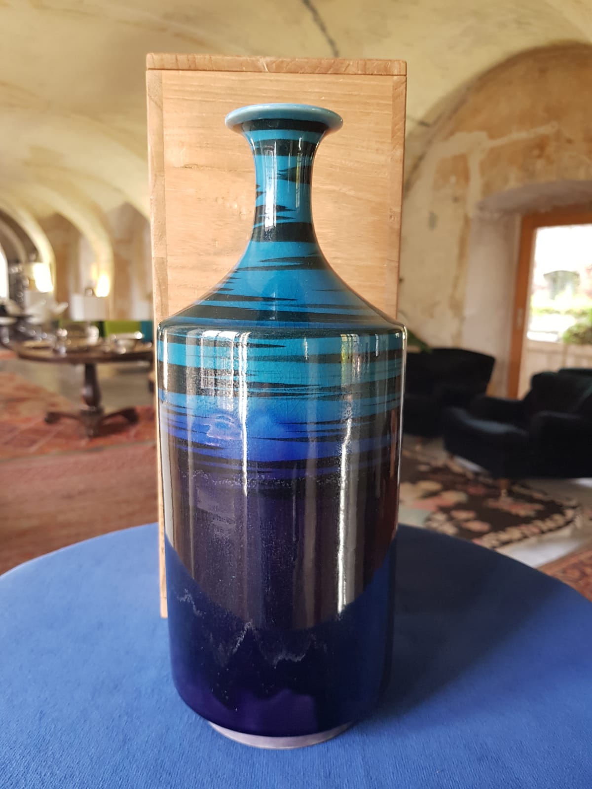 Blue Glazed Ceramic Vase, Japan, mid 20th Century