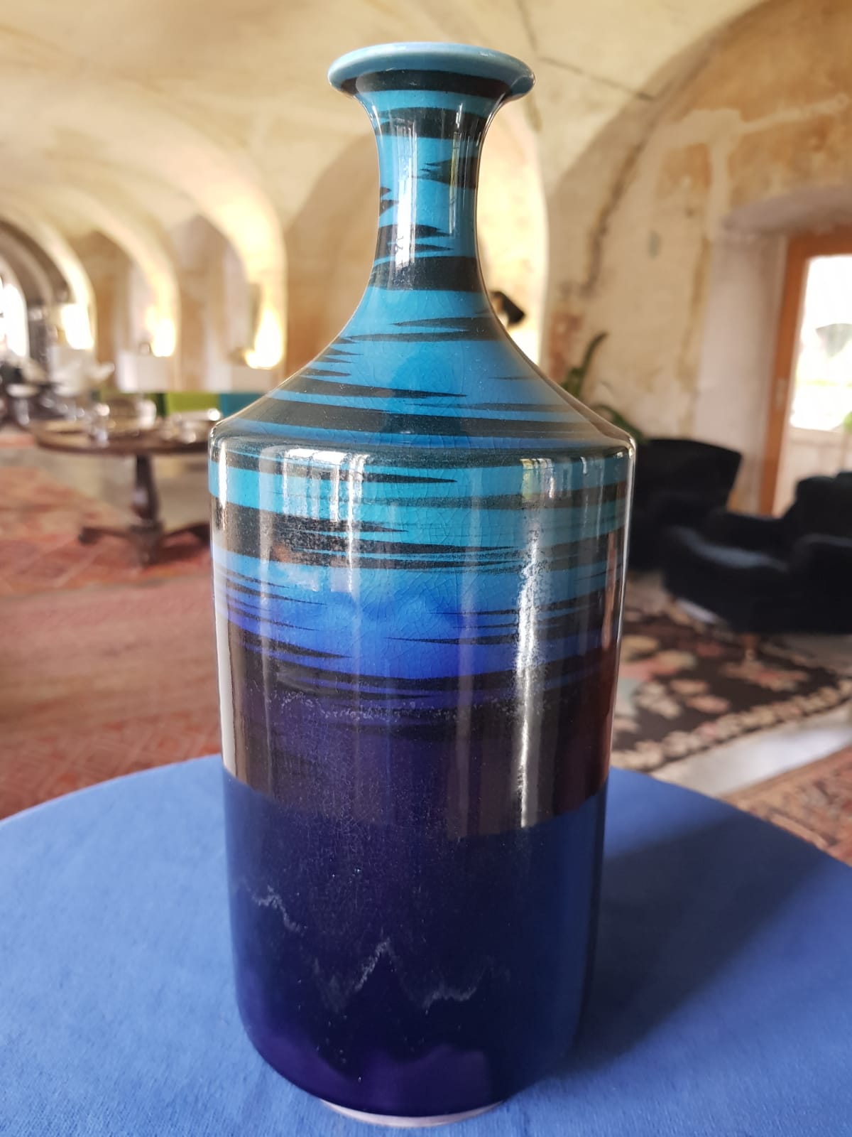 Blue Glazed Ceramic Vase, Japan, mid 20th Century