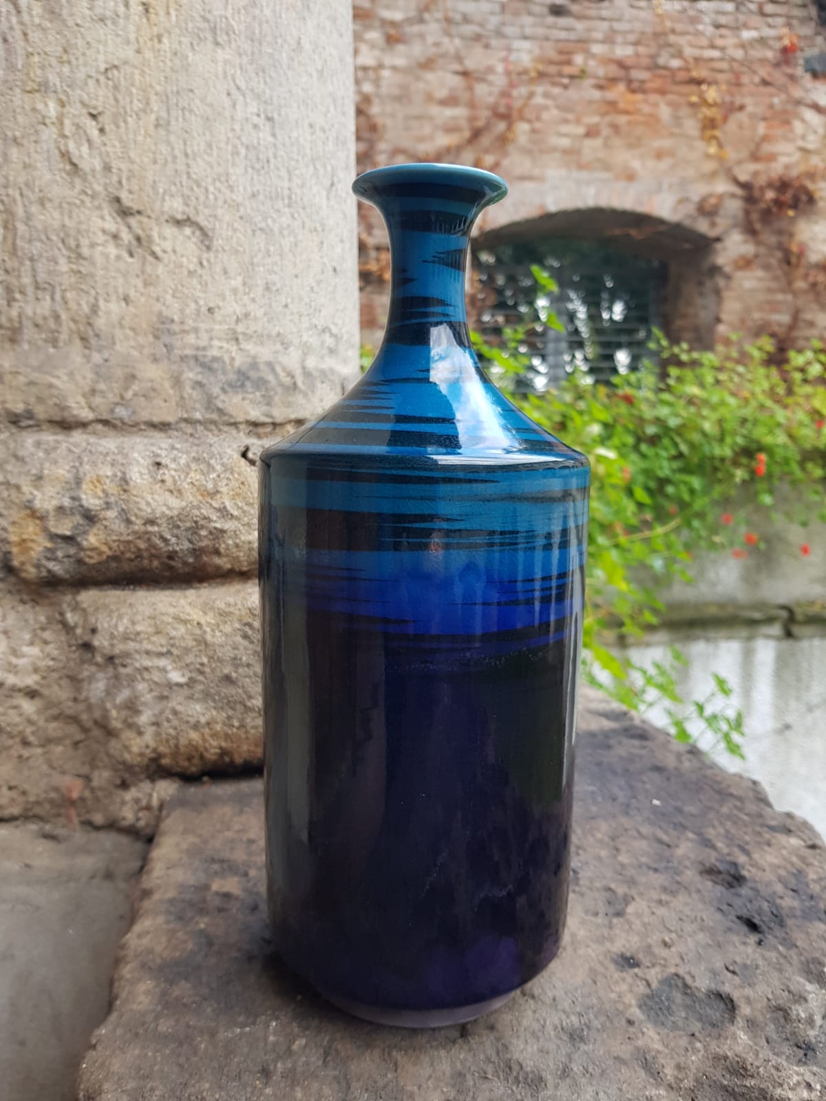 Blue Glazed Ceramic Vase, Japan, mid 20th Century