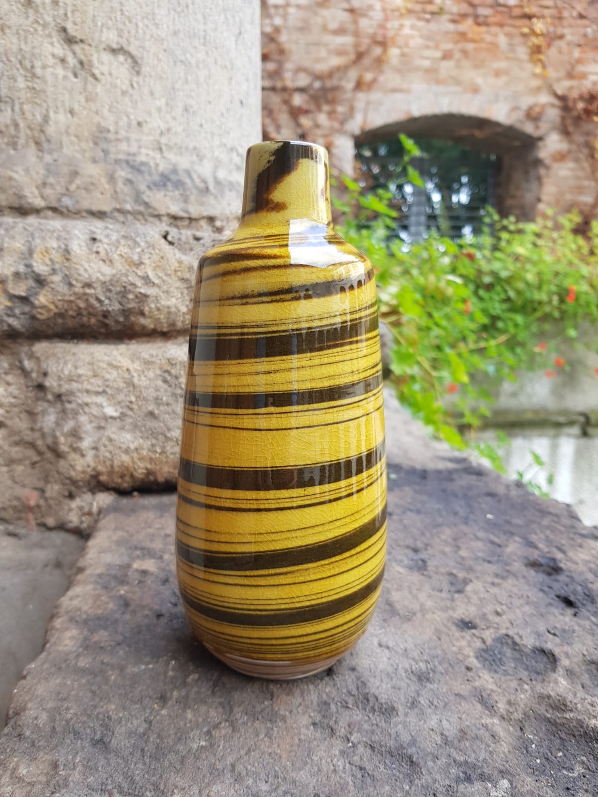 Yellow Glazed Ceramic Vase, Japan, Mid 20th Century