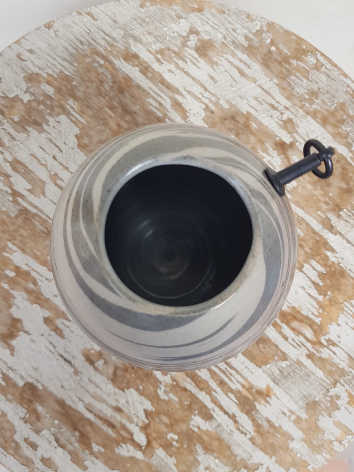 Shigaraki Ware Ceramic Hanging Flower Vase, Japan, Mid 20th Century