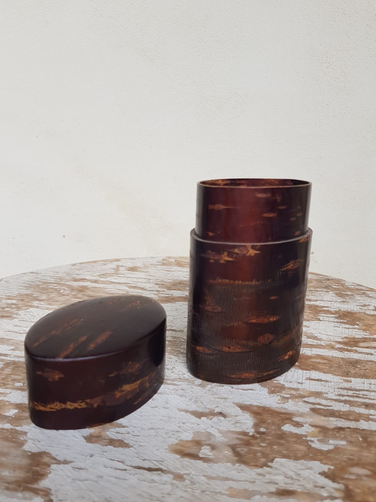 Traditional Handmade Japanese Kabazaiku Tea Container, 20th Century
