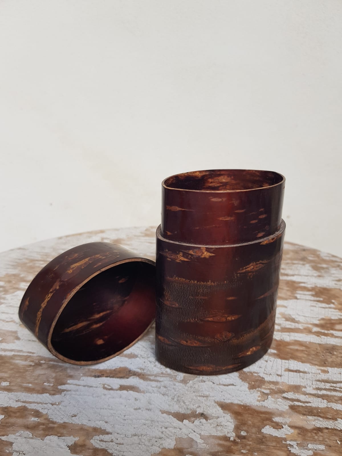 Traditional Handmade Japanese Kabazaiku Tea Container, 20th Century