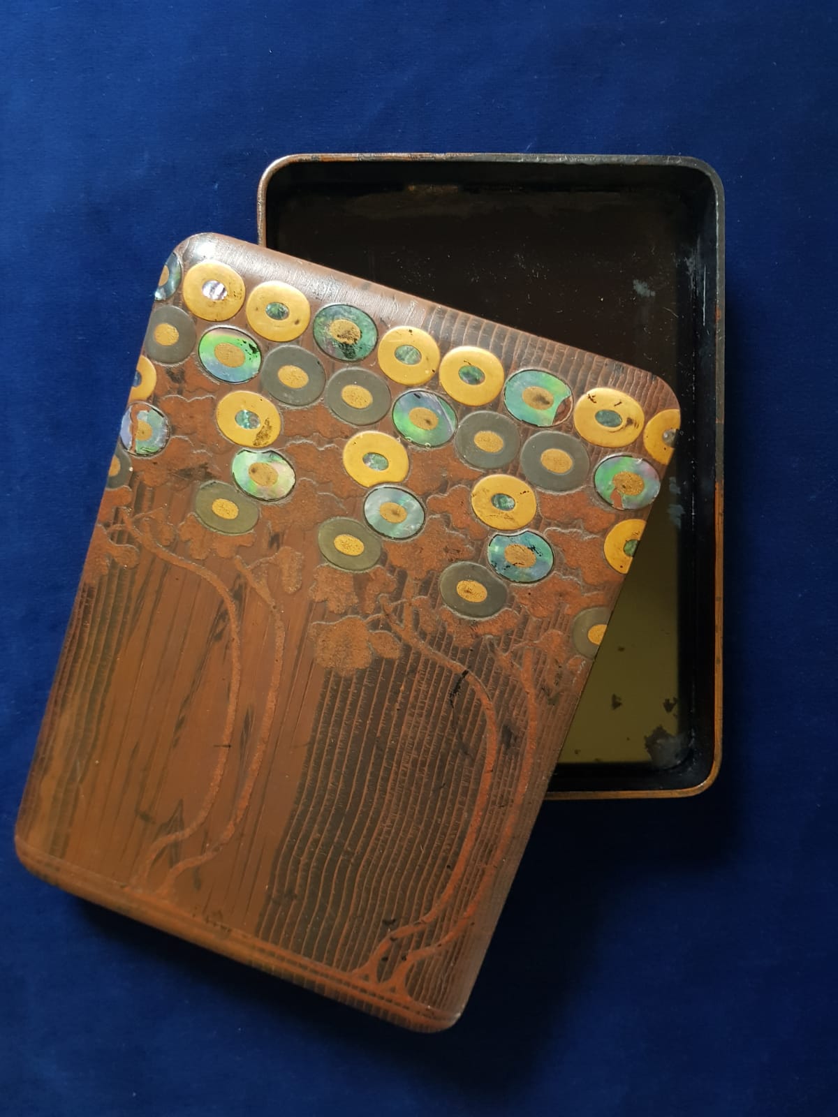 Vintage Japanese Lacquer Box with Abalone Shell Inlay