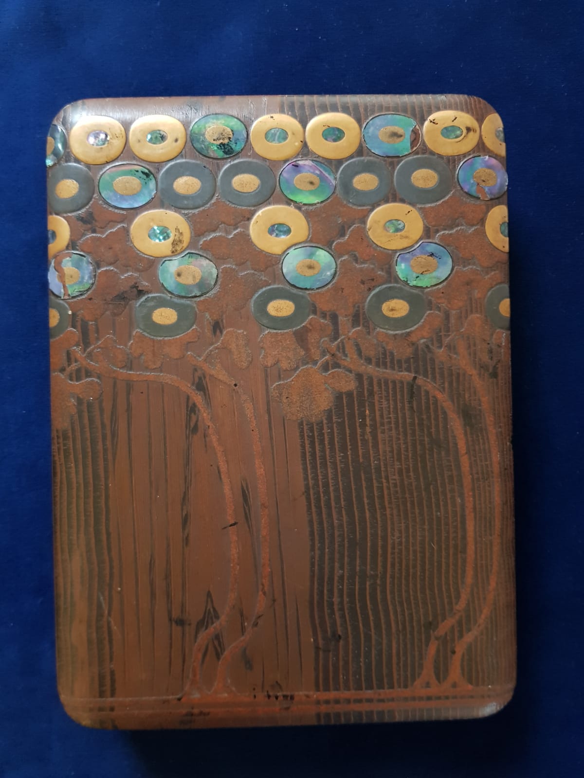 Vintage Japanese Lacquer Box with Abalone Shell Inlay