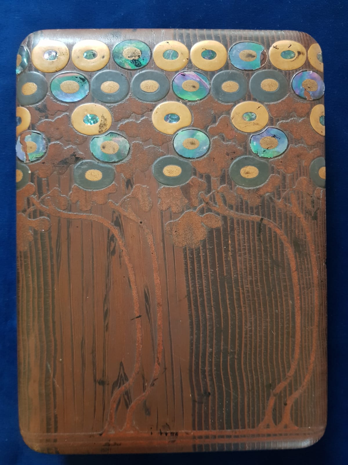 Vintage Japanese Lacquer Box with Abalone Shell Inlay