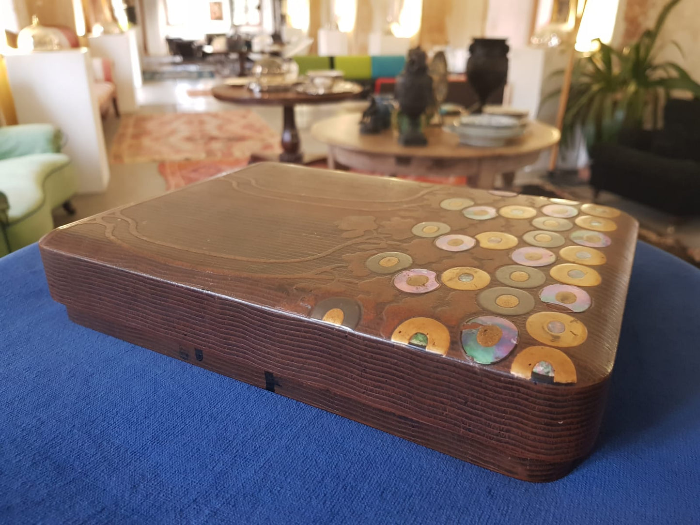 Vintage Japanese Lacquer Box with Abalone Shell Inlay