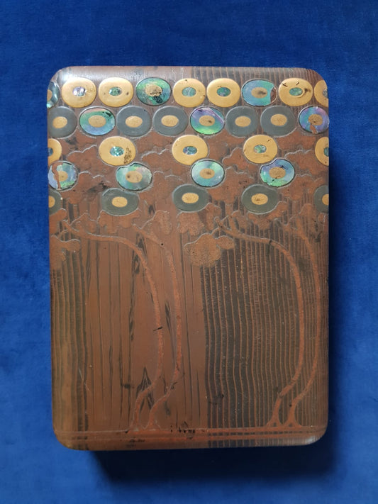 Vintage Japanese Lacquer Box with Abalone Shell Inlay