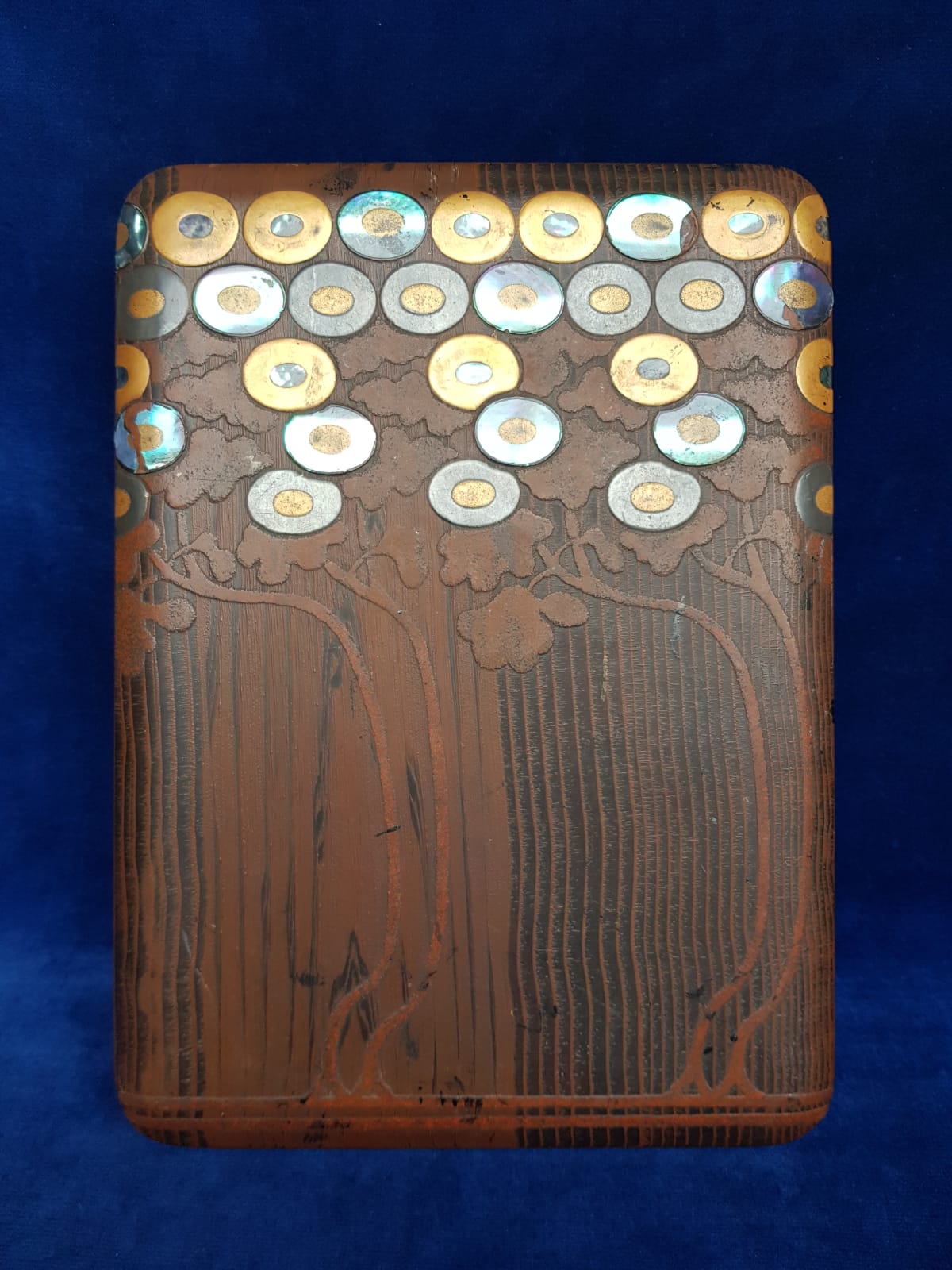 Vintage Japanese Lacquer Box with Abalone Shell Inlay