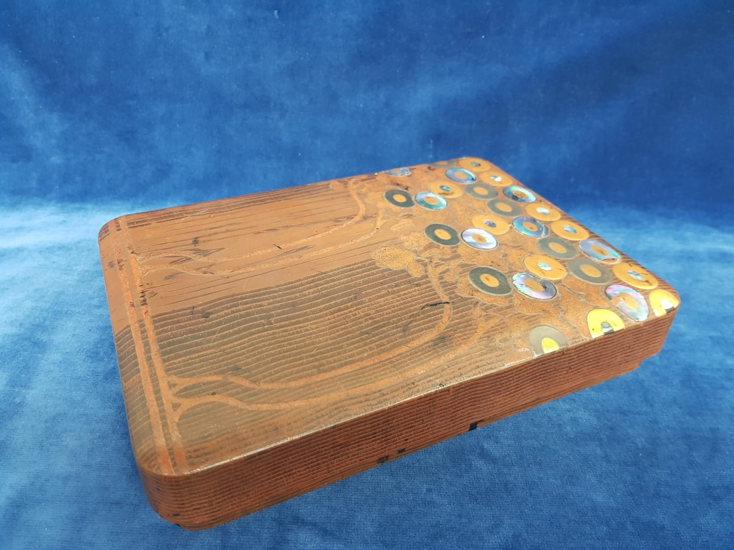 Vintage Japanese Lacquer Box with Abalone Shell Inlay