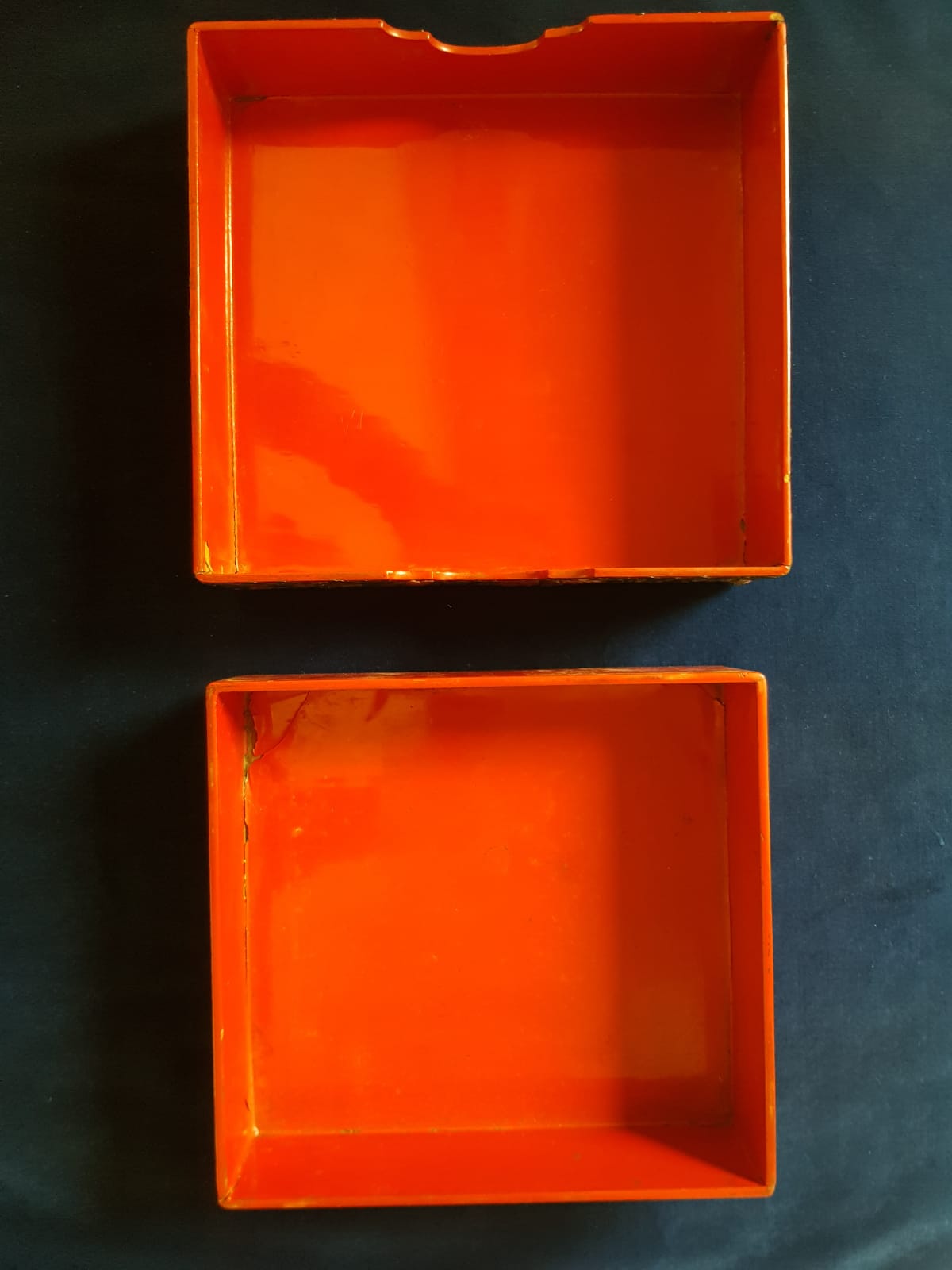 Antique Japanese Red Lacquer Box with Raised Floral Design, 19th Century