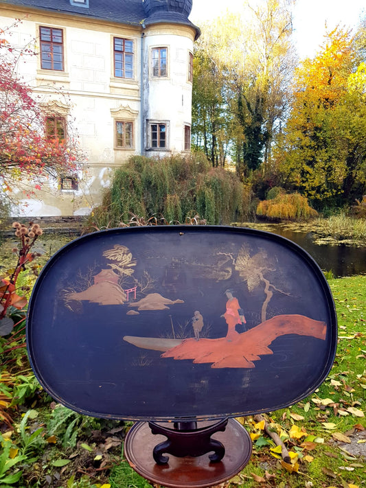Vintage Japanese Lacquerware Tray With Gold Maki-e Decoration