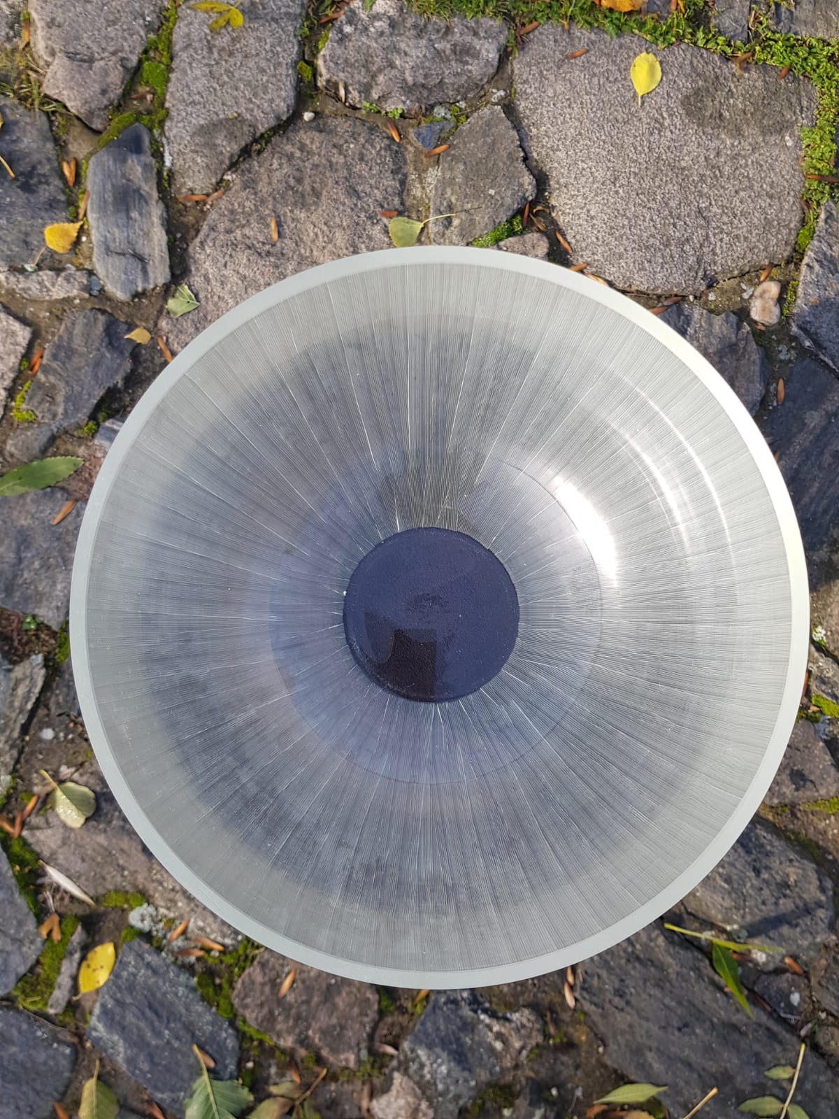 Large Vintage Ribbed Frosted  Glass Bowl, Mid 20th Century