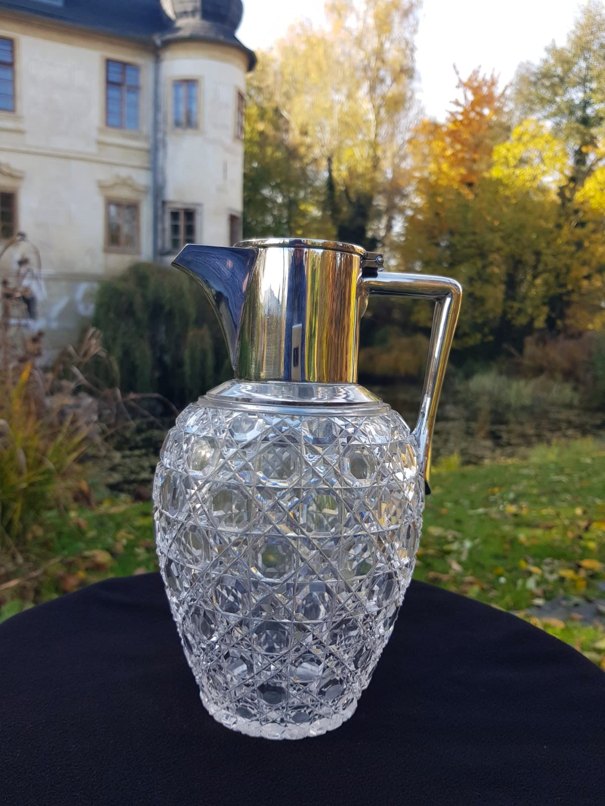 Antique Cut Glass Silver Plated Claret Jug