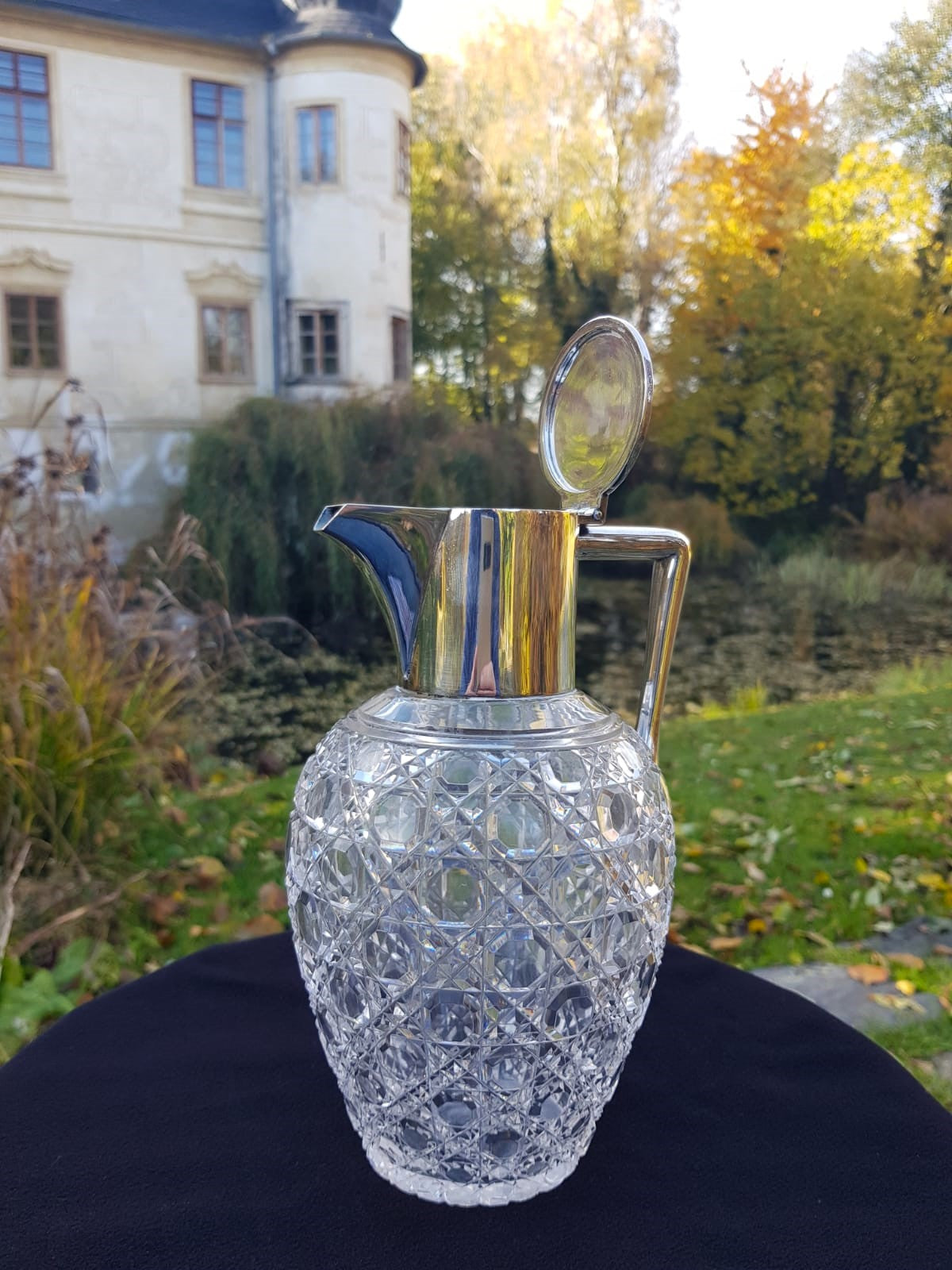 Antique Cut Glass Silver Plated Claret Jug