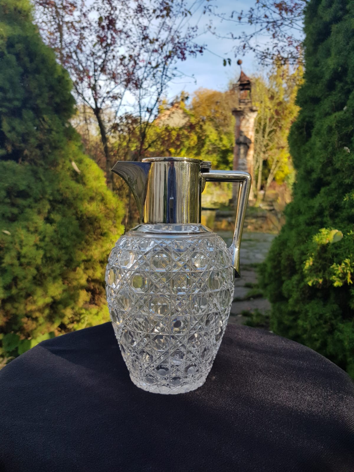 Antique Cut Glass Silver Plated Claret Jug