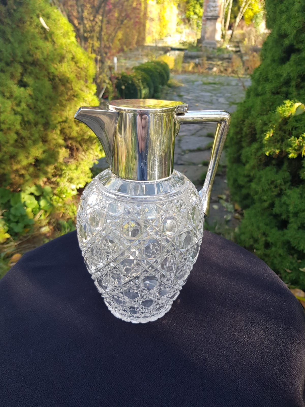 Antique Cut Glass Silver Plated Claret Jug