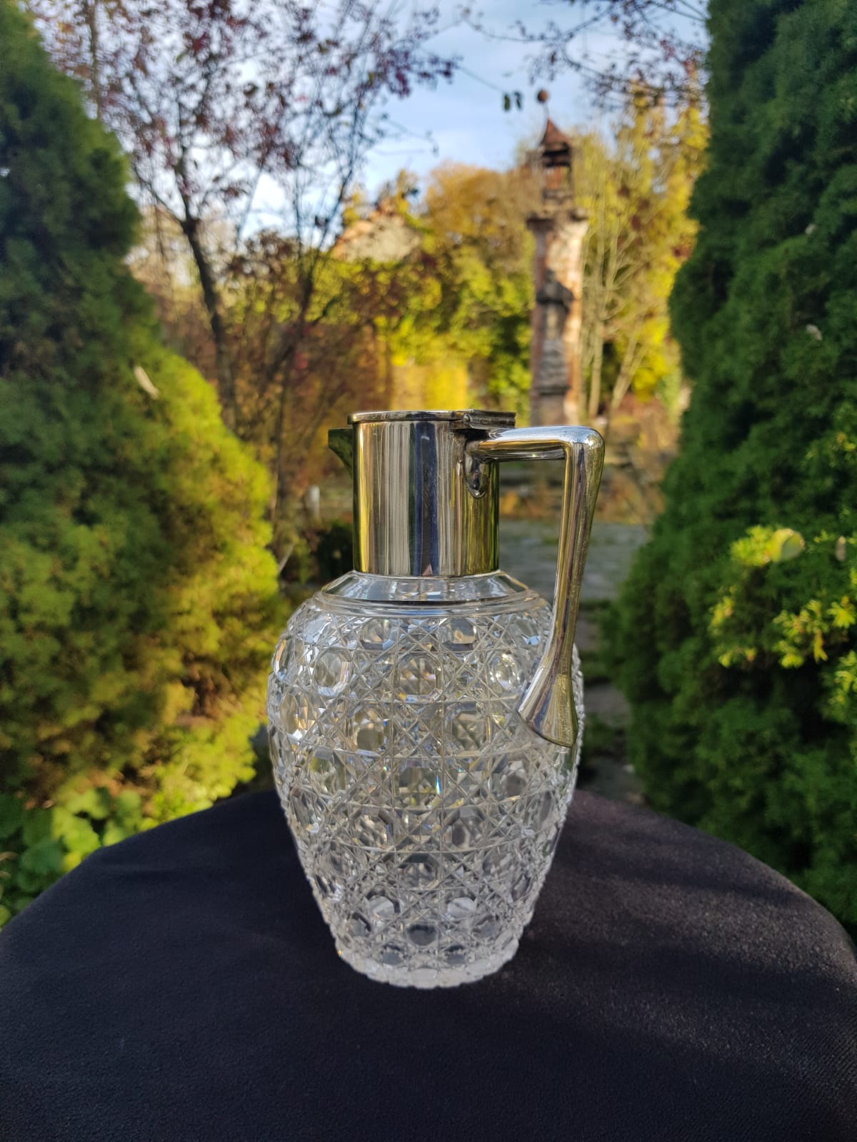 Antique Cut Glass Silver Plated Claret Jug