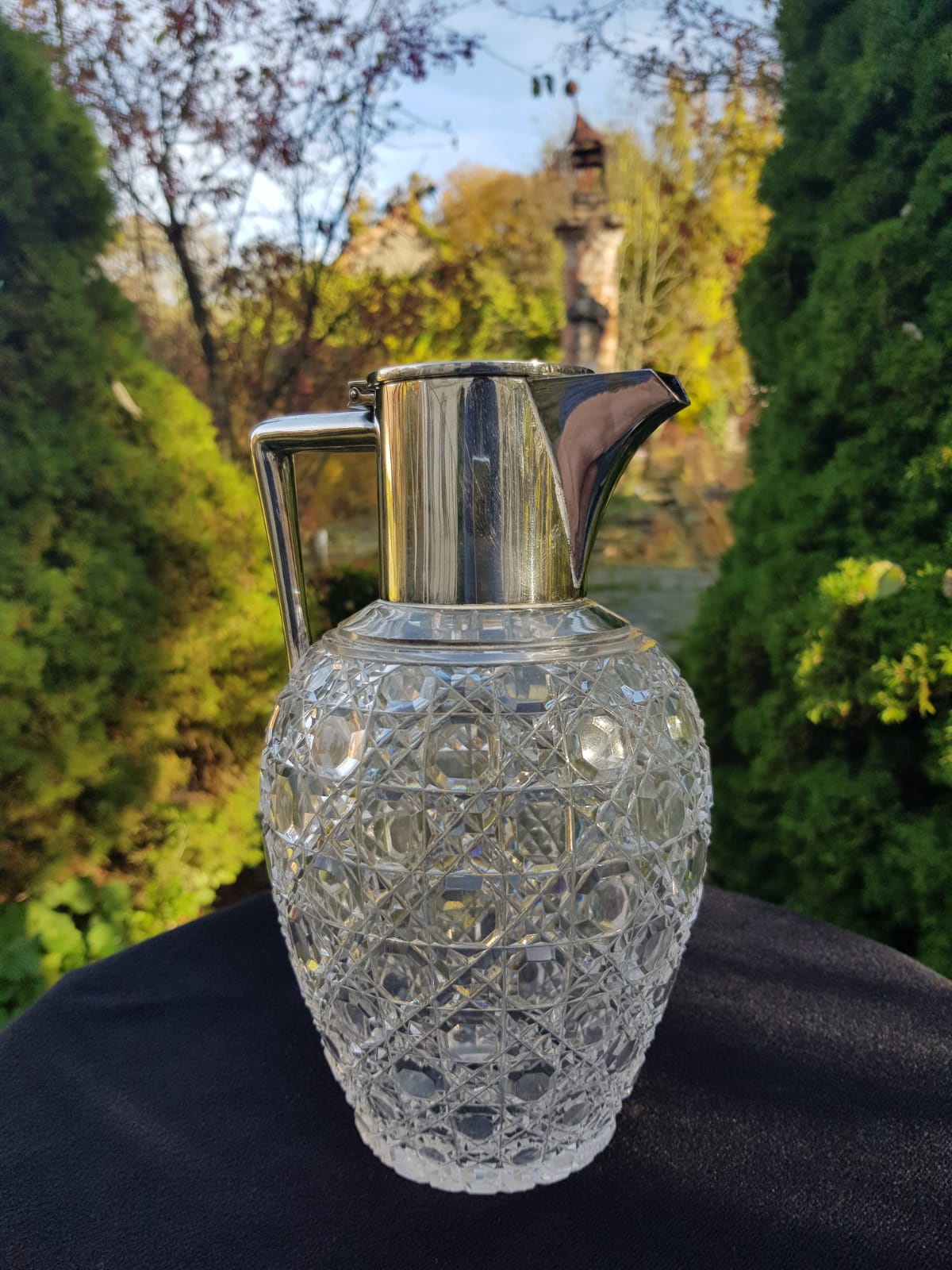 Antique Cut Glass Silver Plated Claret Jug