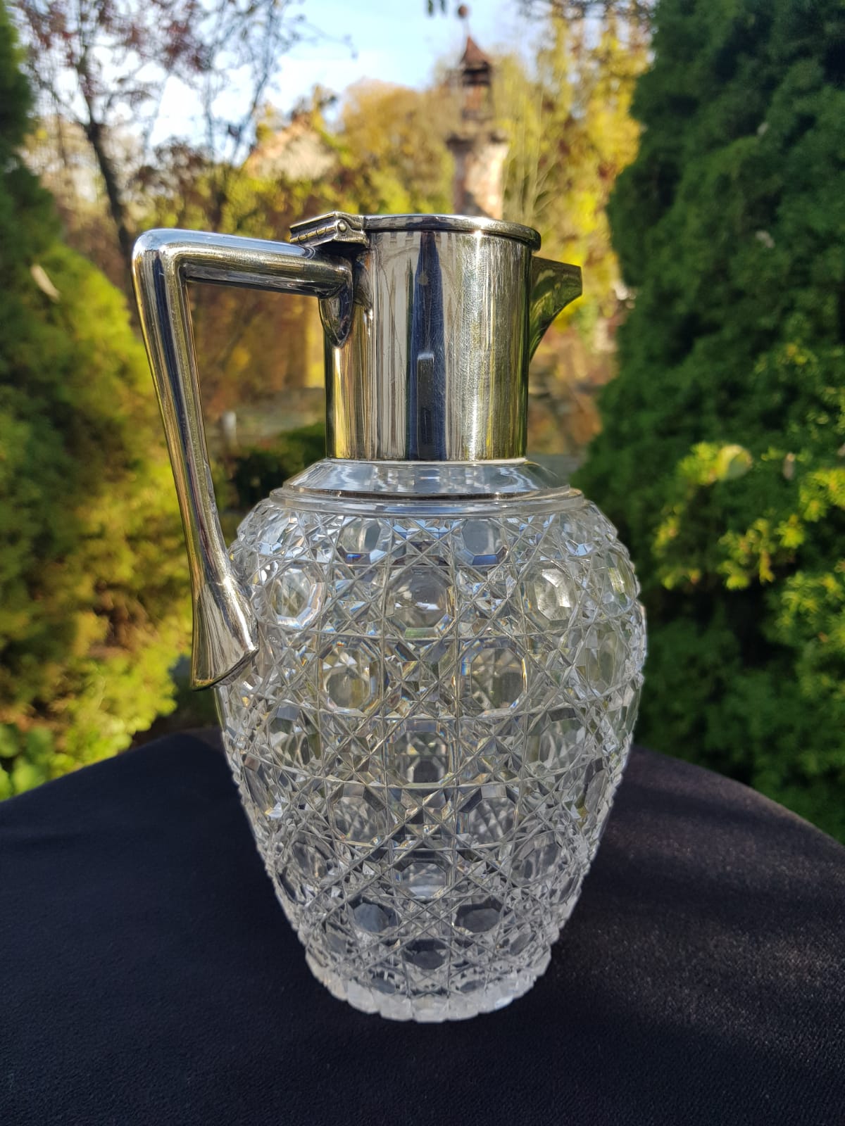 Antique Cut Glass Silver Plated Claret Jug