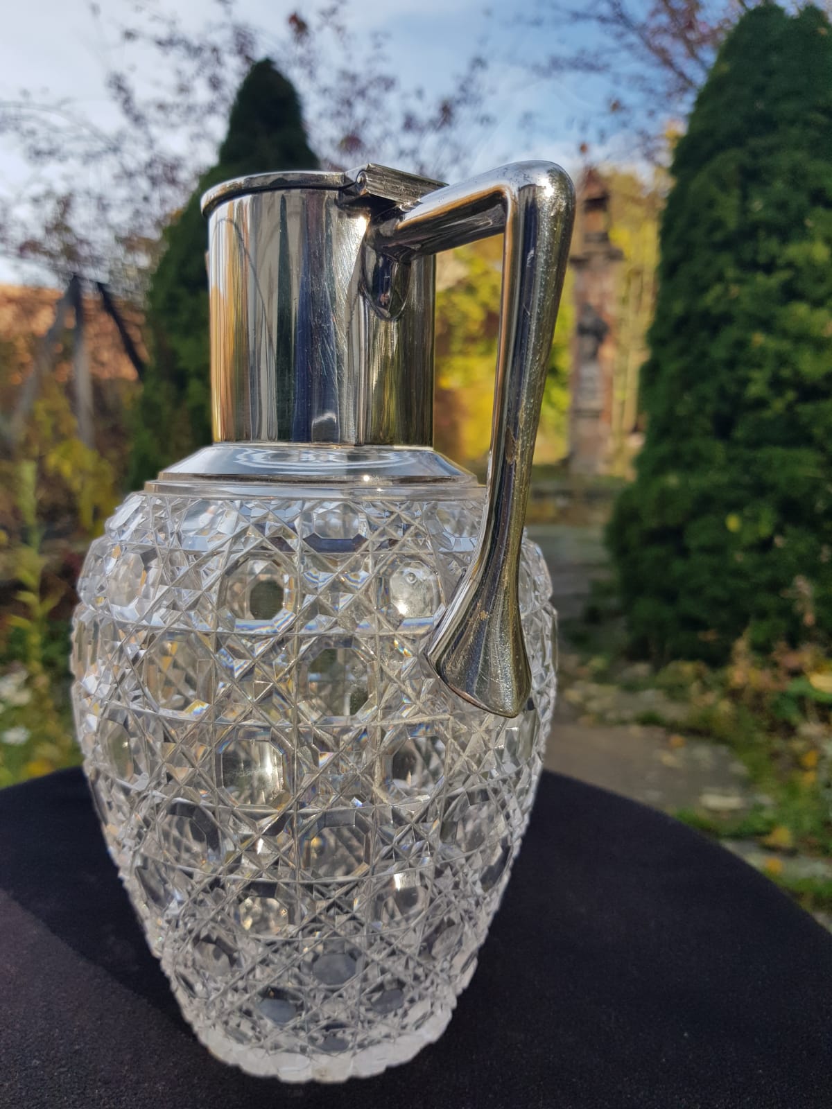 Antique Cut Glass Silver Plated Claret Jug