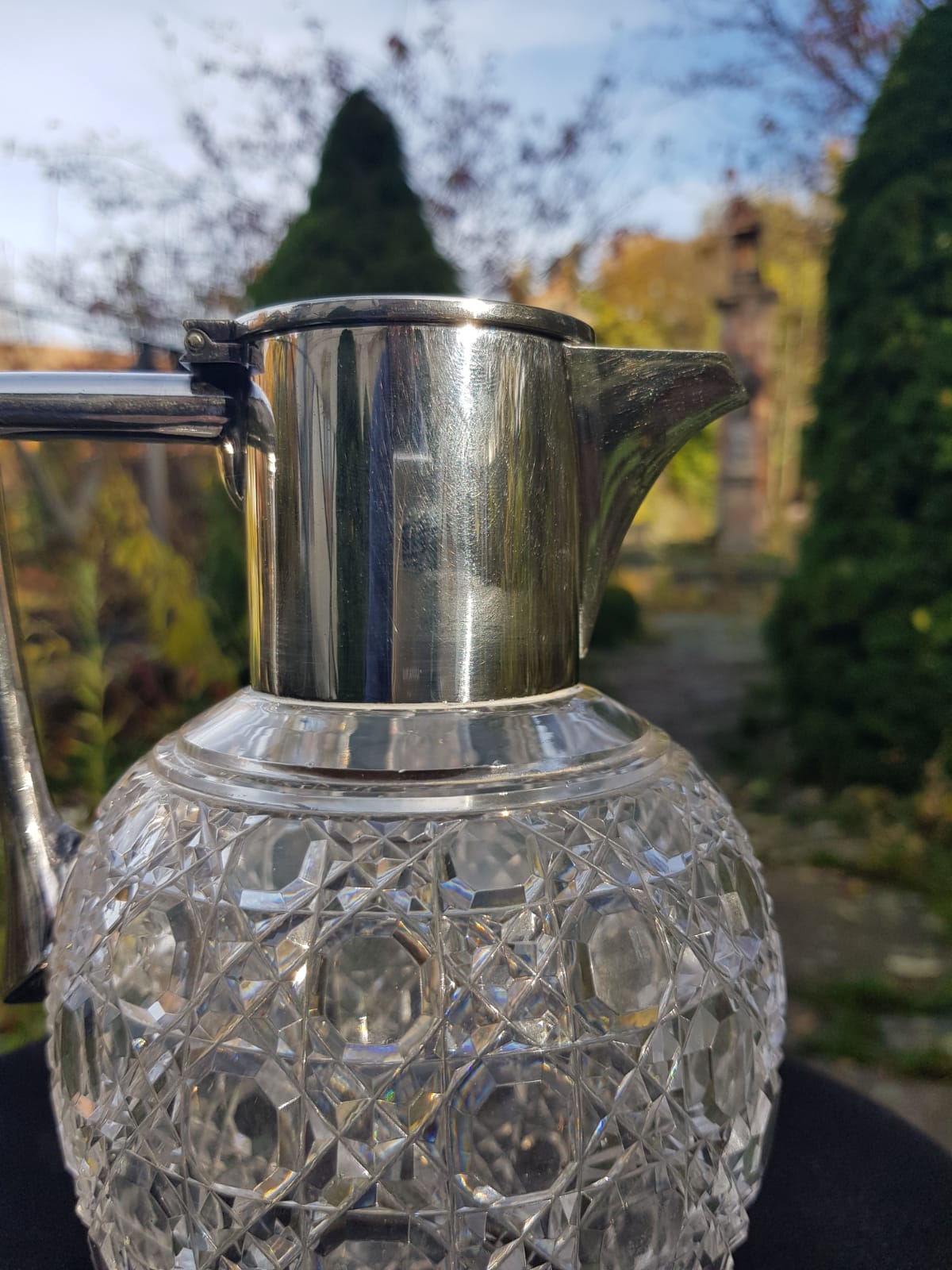 Antique Cut Glass Silver Plated Claret Jug