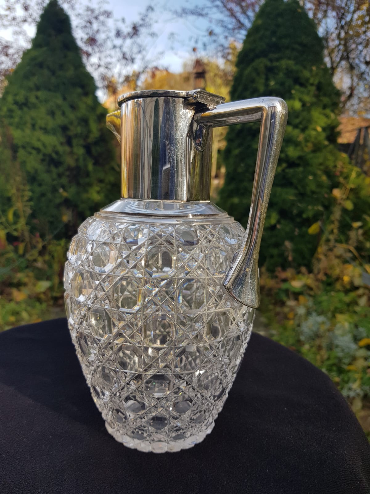 Antique Cut Glass Silver Plated Claret Jug