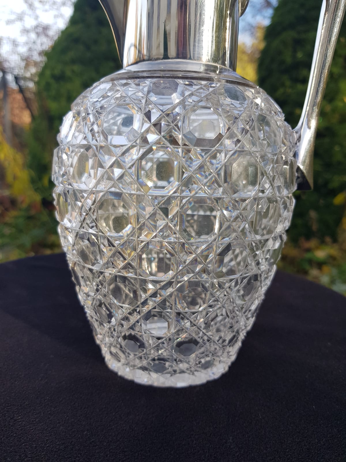 Antique Cut Glass Silver Plated Claret Jug