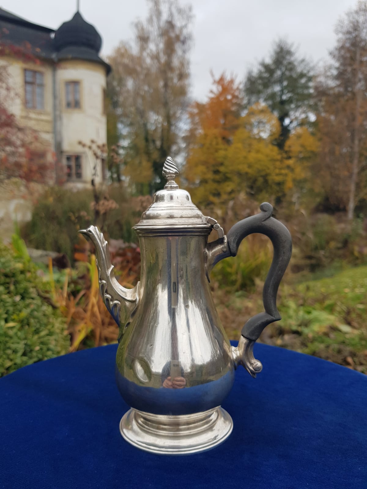 Antique 925 Sterling Silver Coffee Pot, England, mid 19th Century