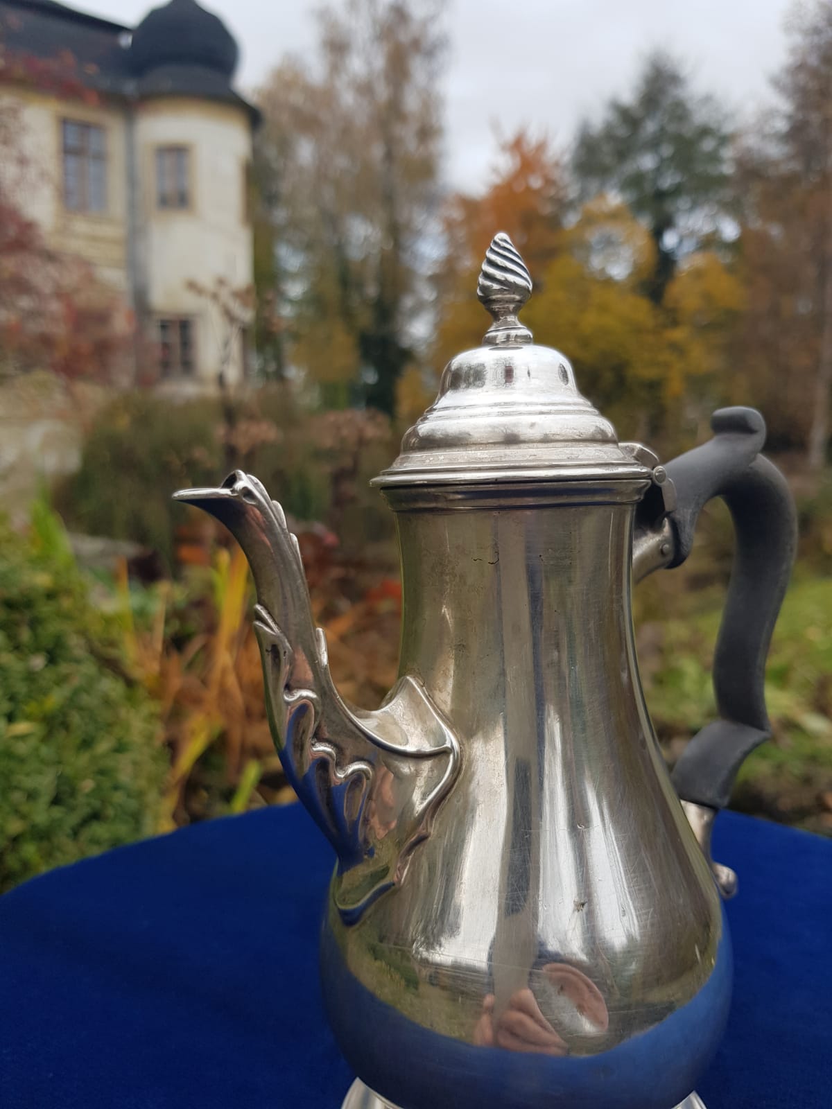 Antique 925 Sterling Silver Coffee Pot, England, mid 19th Century