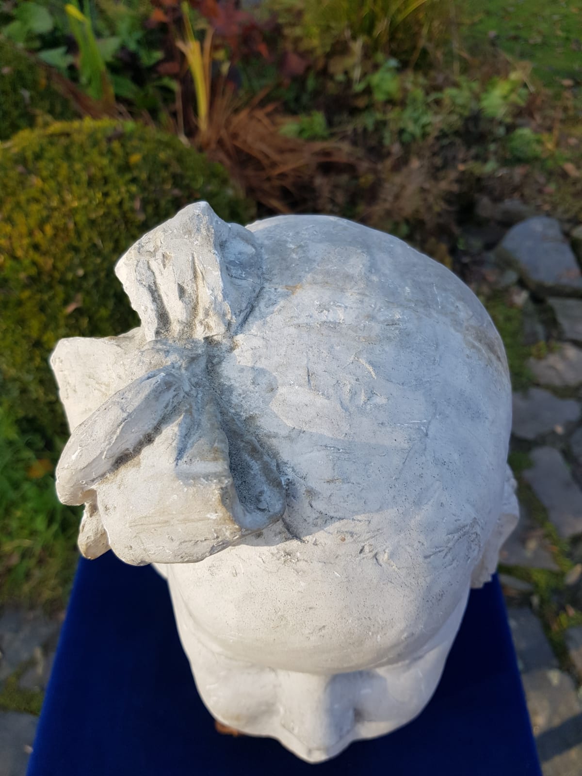 "Girl" Plaster Bust on Wooden Base, by Carl-Einar Borgström, Sweden, mid 20th Century