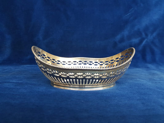 Antique Victorian 925 Silver- Pierced Bonbon/Candy Dish, England, 1890s