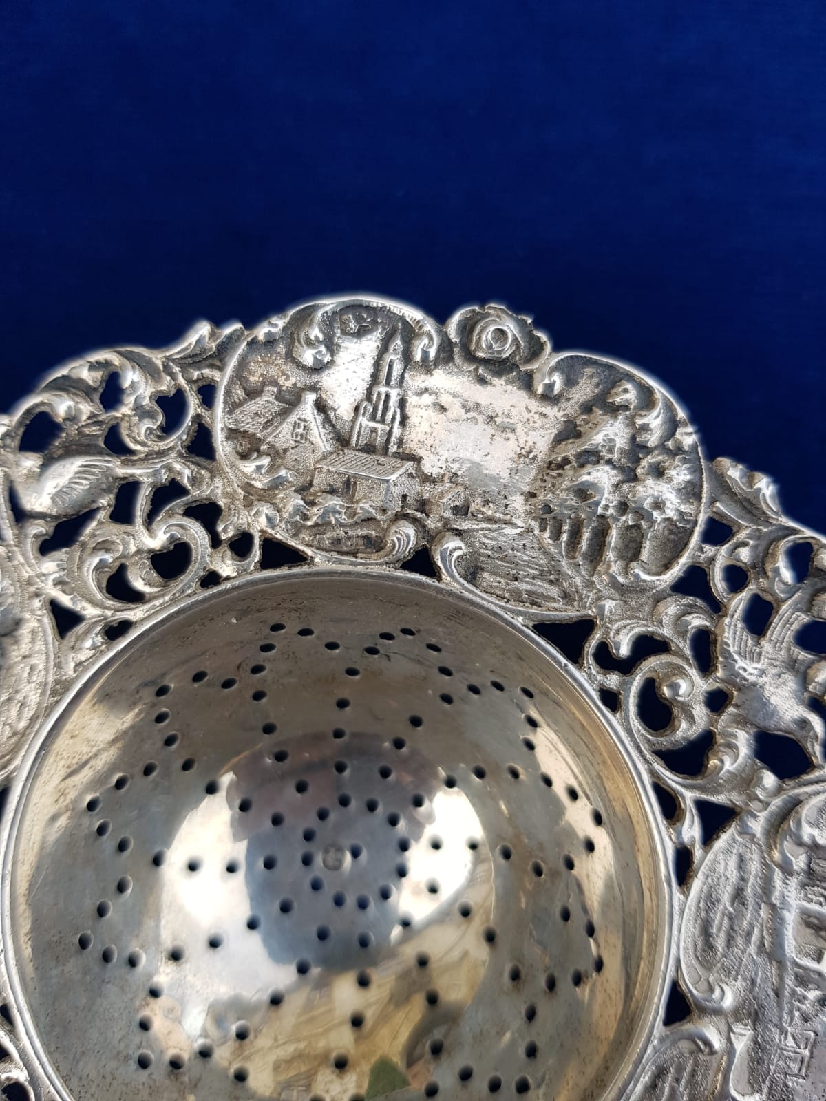 Antique Silver Tea Strainer, FUnctional Windmill, Holland, early to mid 20th Century