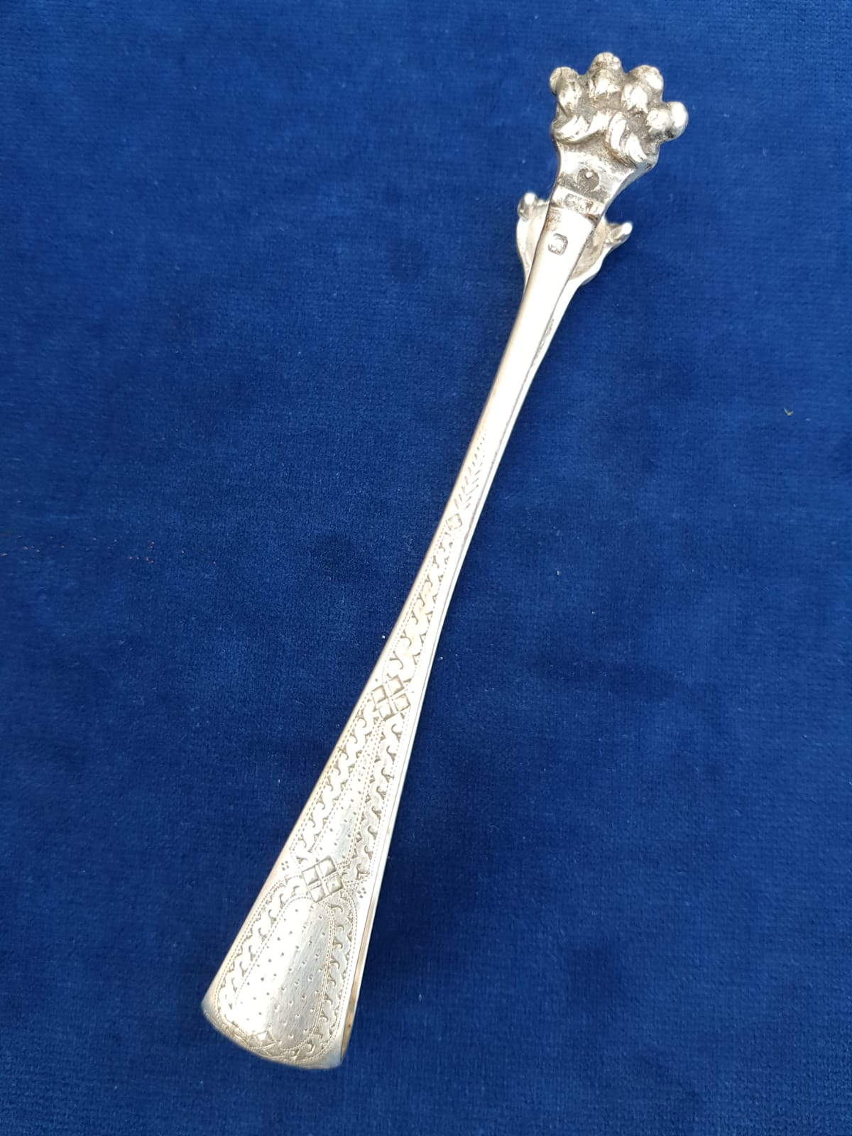 Antique 925 Sterling Silver Sugar Tongs, France, 19th Century