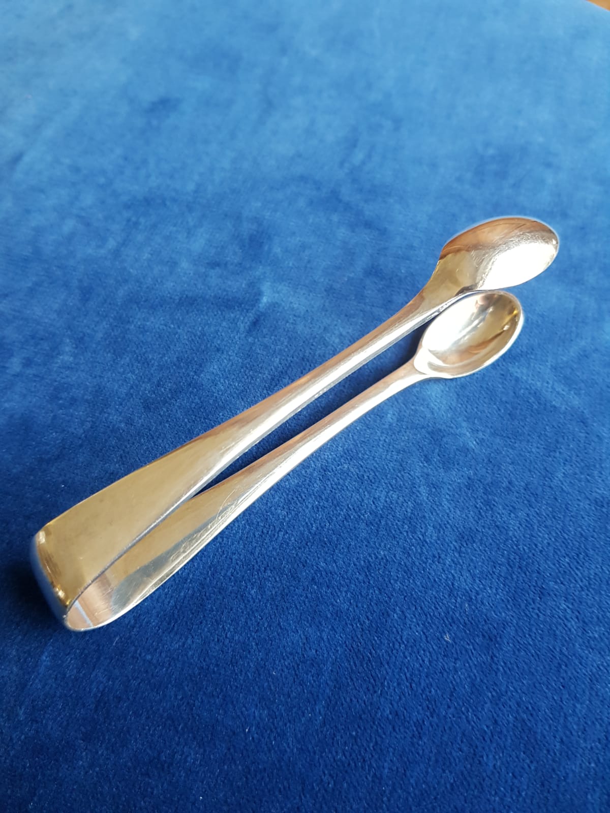 Antique Sterling Silver Sugar Tongs, England, 1918