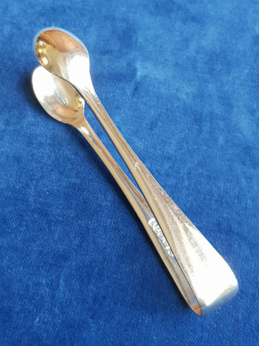 Antique Sterling Silver Sugar Tongs, England, 1918