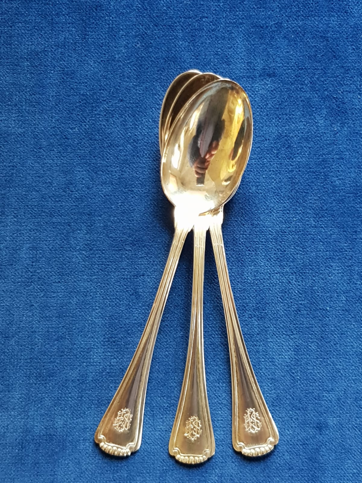 Set of 3 pcs of Antique Mocca 800 Silver Spoons, Germany, late 19th Century