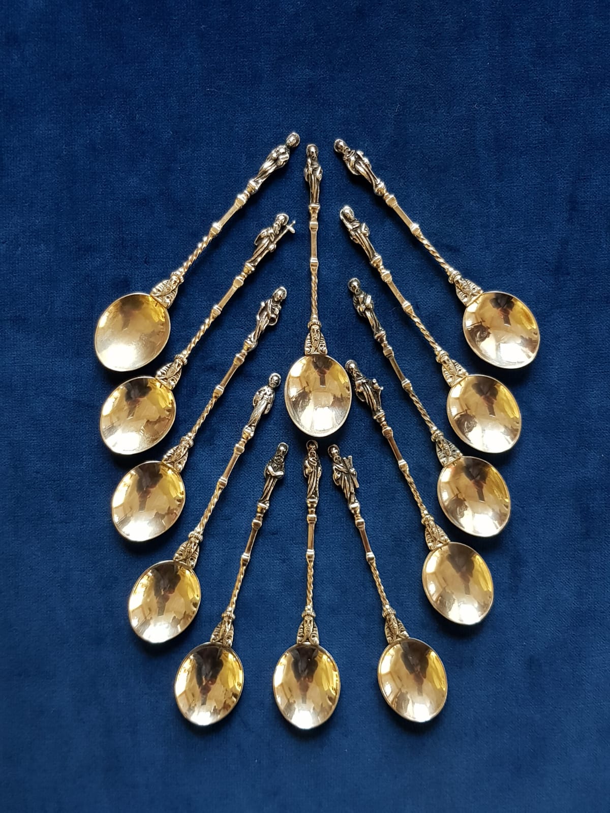 Antique Set of 12 pcs Silver Apostle Spoons, Holland, late 19th Century