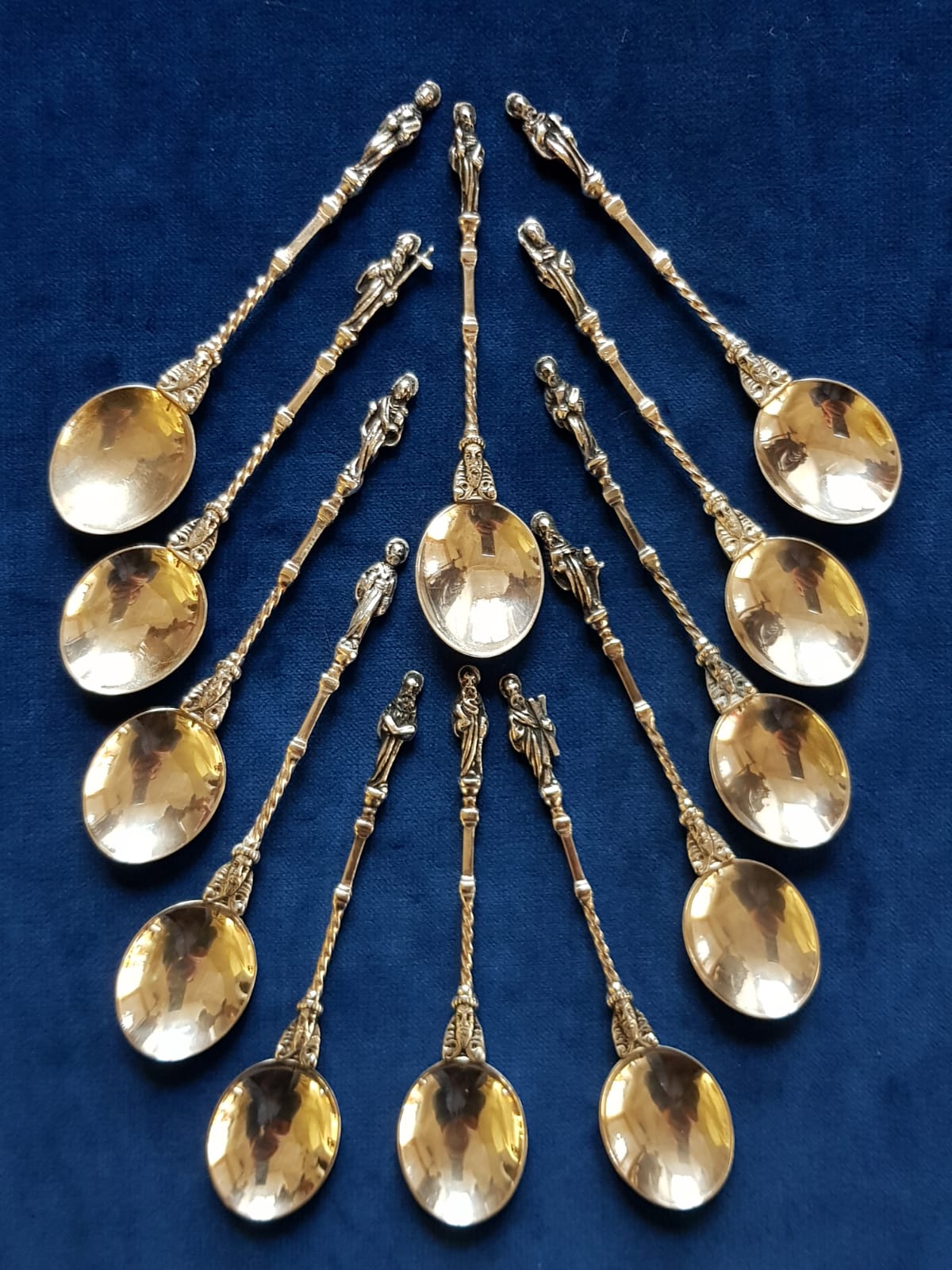 Antique Set of 12 pcs Silver Apostle Spoons, Holland, late 19th Century