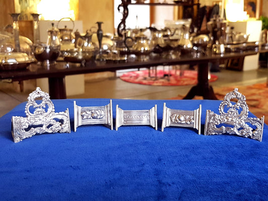Set of 5 pcs Antique Silver Place Card Holders