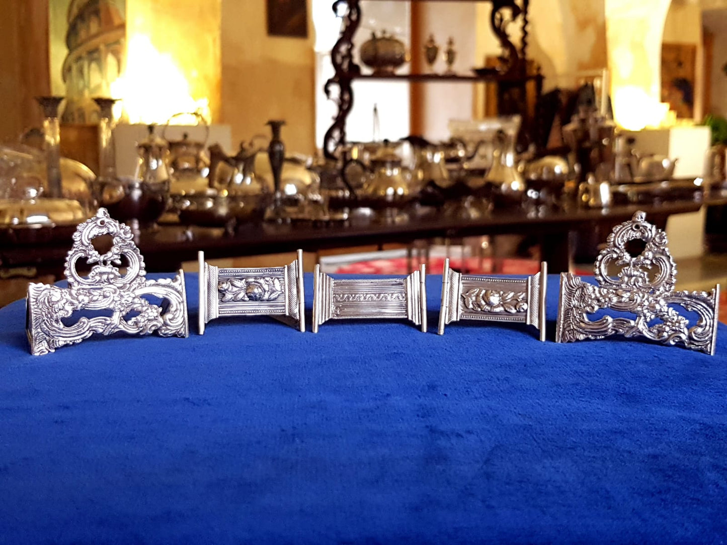 Set of 5 pcs Antique Silver Place Card Holders