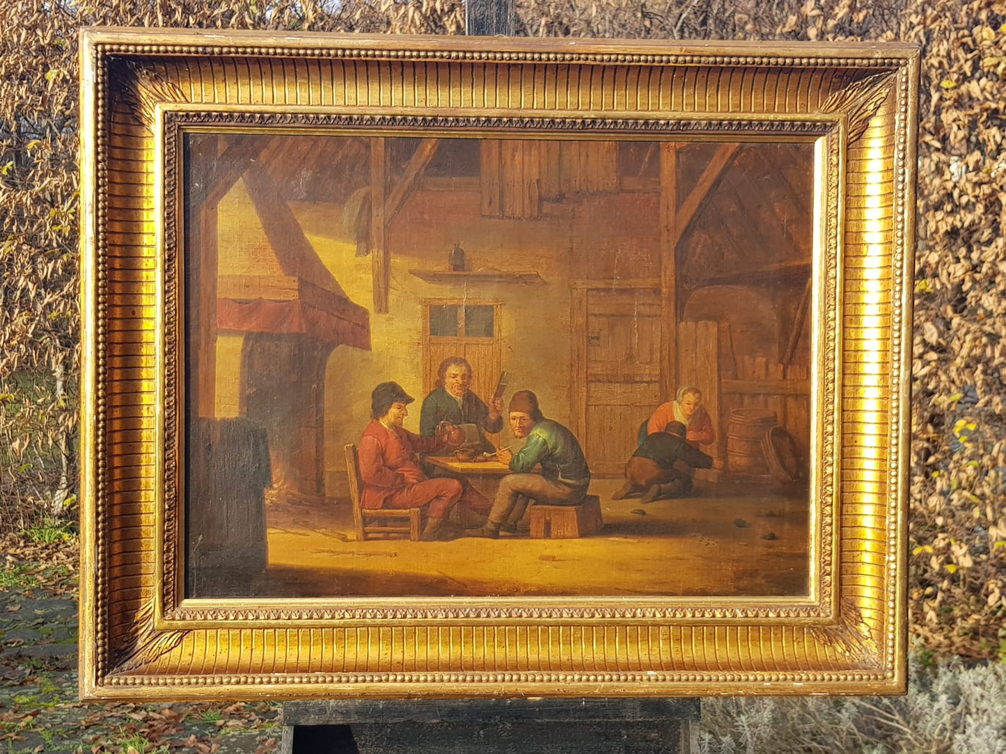 "A Tavern Scene with Drinkers and Smokers", Oil on Canvas, Framed, Dutch/Flemish School, 17th Century