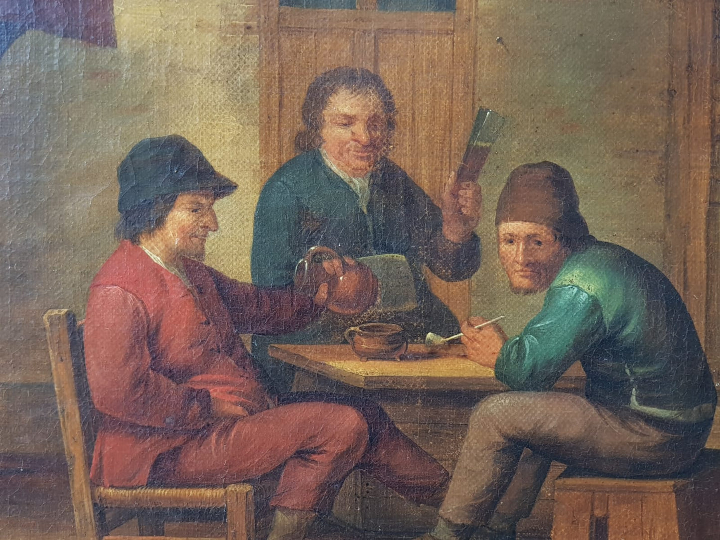 "A Tavern Scene with Drinkers and Smokers", Oil on Canvas, Framed, Dutch/Flemish School, 17th Century